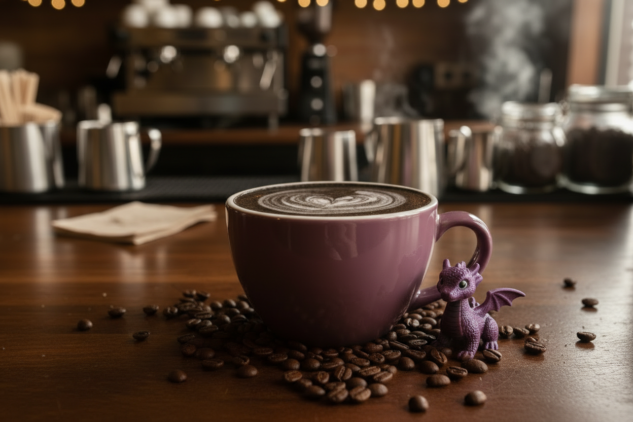 add some espresso beans on the counter