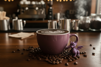 add some espresso beans on the counter